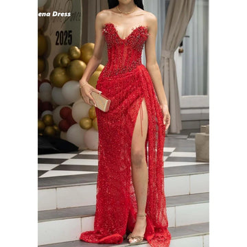 Lena Shiny Women's Elegant Dresses for Special Occasions Beads Luxury Prom Dress 2025 Luxury Evening Dress Custom Made Mermaid